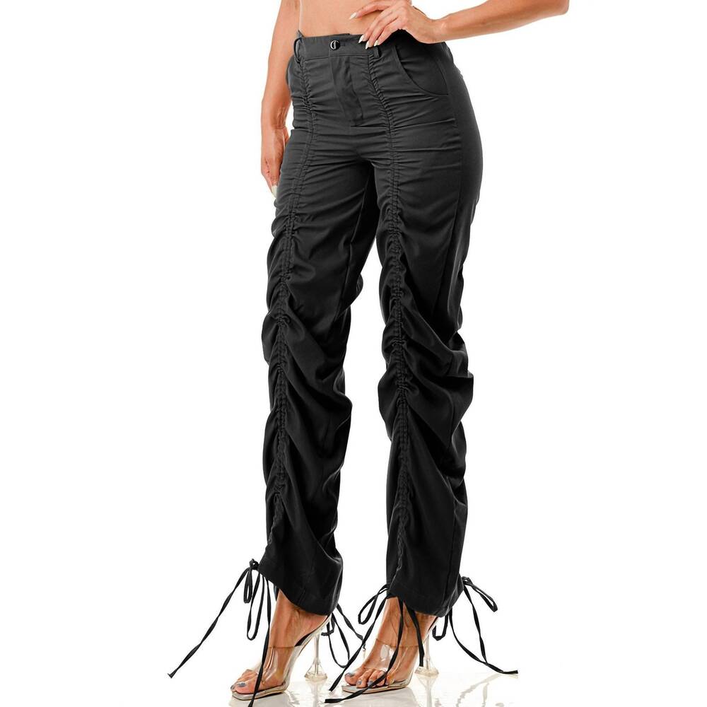 NEW LOVE HIGHLIGHT high-waist ruched pants - plus in black